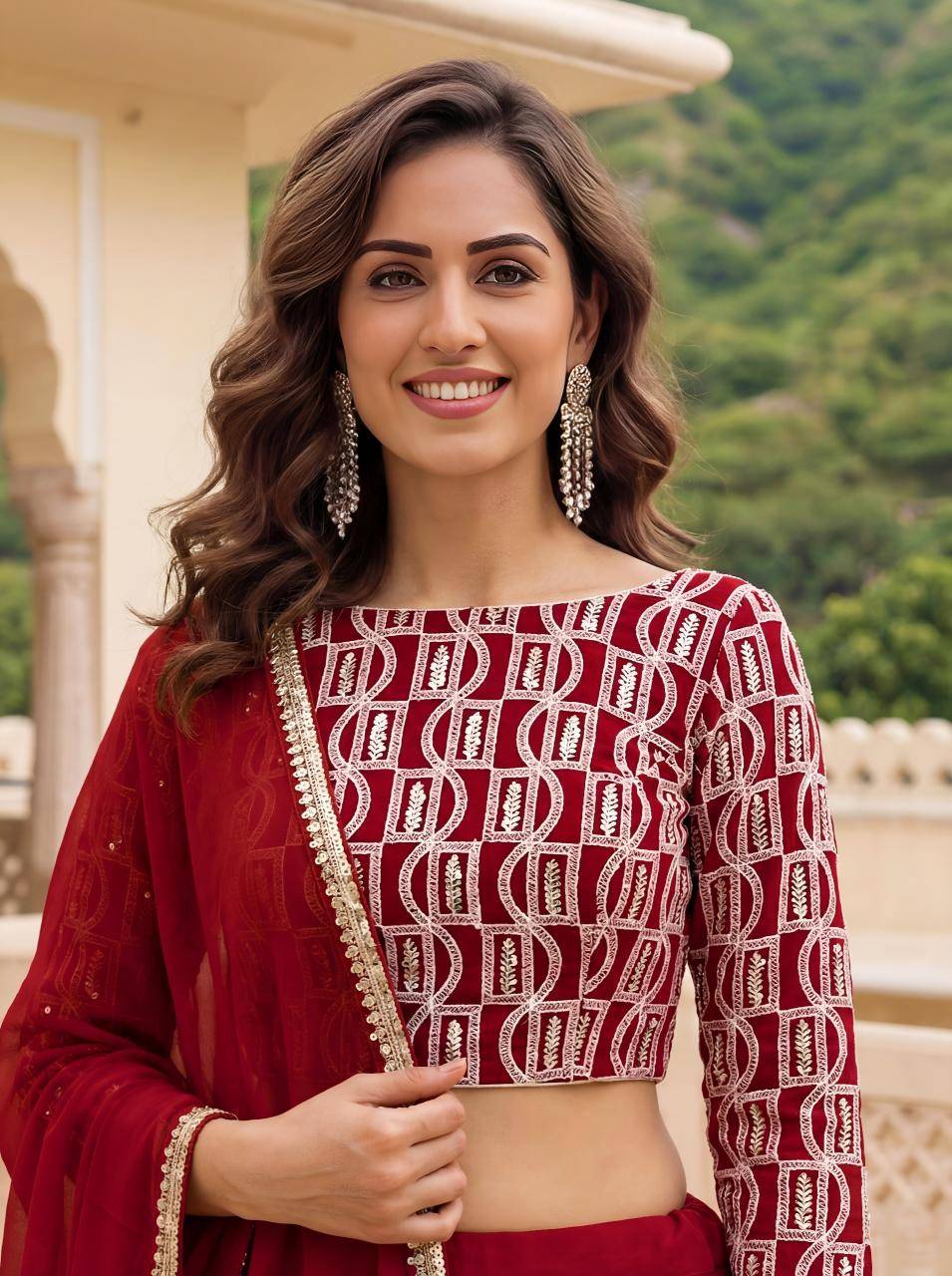 Deep Georgette vol 32 Red Designer lehenga choli manufacturers in Delhi